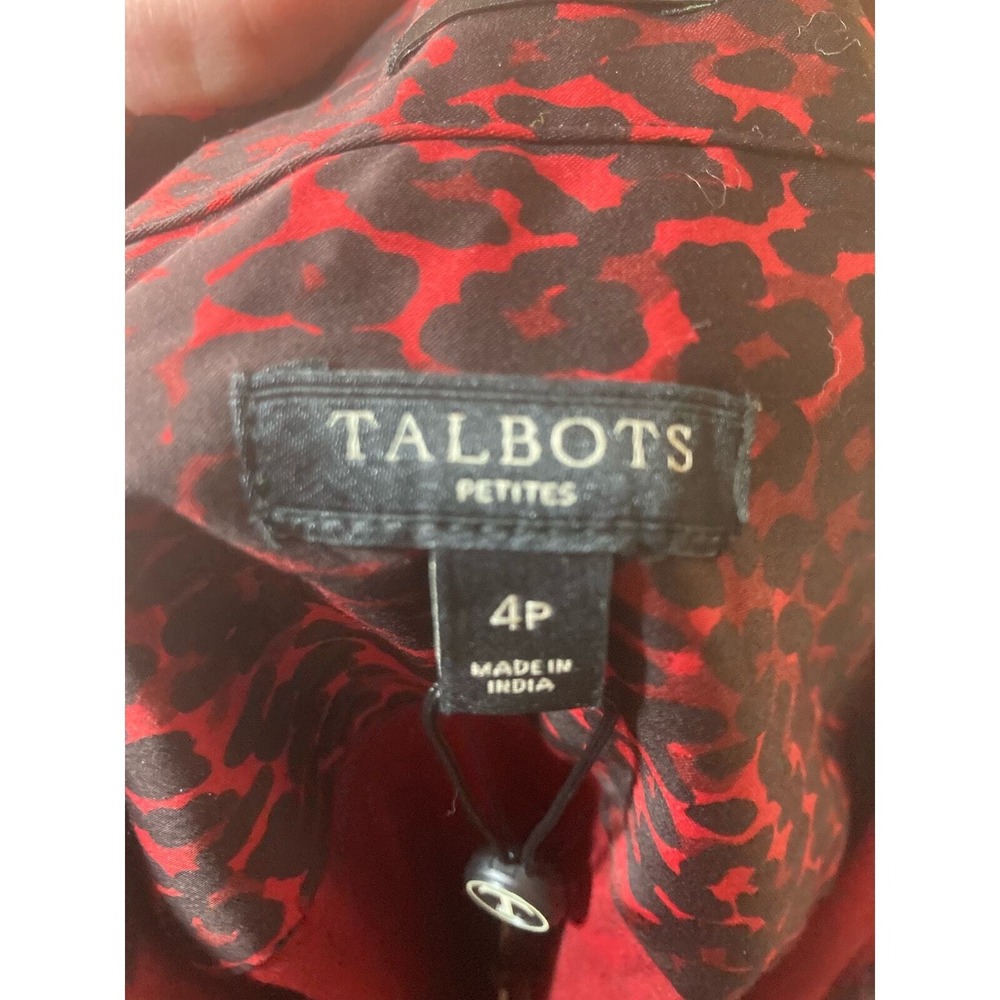 NWT Talbots Button Up Blouse Red Animal‎ Print Size 4P - Picture 8 of 16